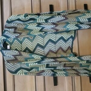 BCBG waterfall cardigan L green brown